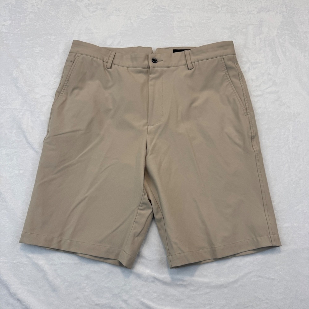 Dunning Golf Shorts Mens 34 Tan Khaki Flat Front Performance Stretch DN800772